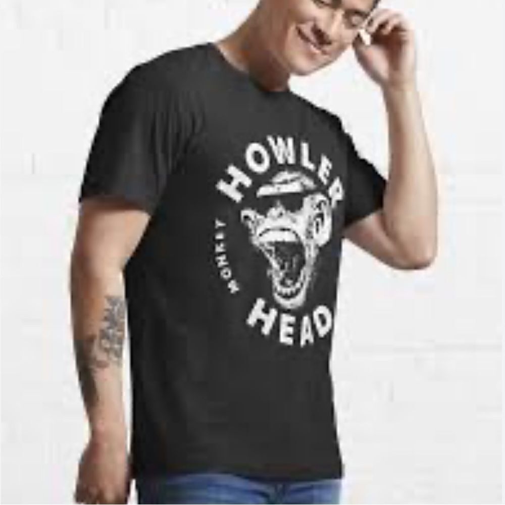 NWOT Men's Howler Head Monkey Kentucky Bourbon Whiskey Black Logo T-Shirt. XL